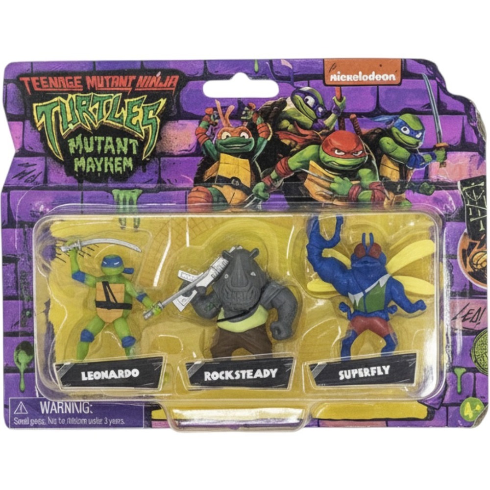 Teenage Mutant Ninja Turtles Mutant Mayhem Leonardo Rocksteady Superfly 3pk New